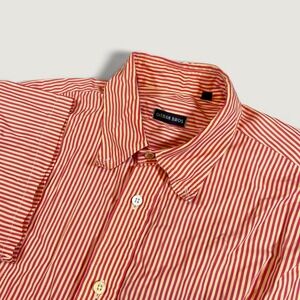 VTG Gitman Bros Button Down Shirt Mens L Camp Red Yellow Striped Short Sleeve
